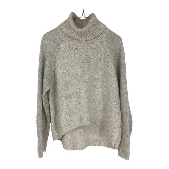 John + Jenn Light Grey Raglan-style Mixed Knit Boxy Turtleneck size M - Picture 14 of 14